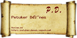 Petuker Dénes névjegykártya